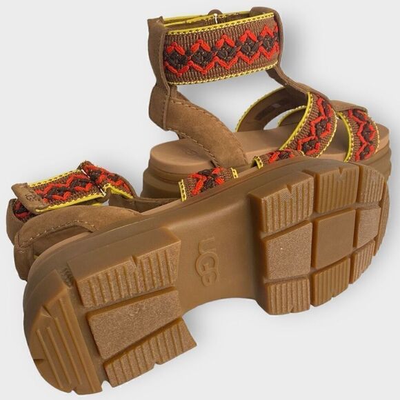 UGG Ashton Heritage Braid Chestnut Leather Strap Womens Sandals size US 8 New - Picture 8 of 9